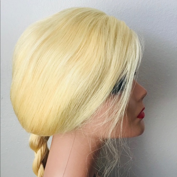 Human Wigs Lace Closer Honey Blonde Straight 150 Density 4x4 Gold 613 20-Inch - Picture 5 of 11